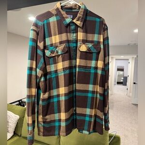 Patagonia Plaid Flannel Shirt in Brown and Teal
